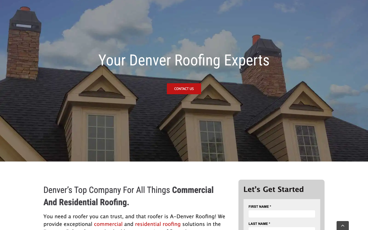 A-Denver Roofing Landing Page